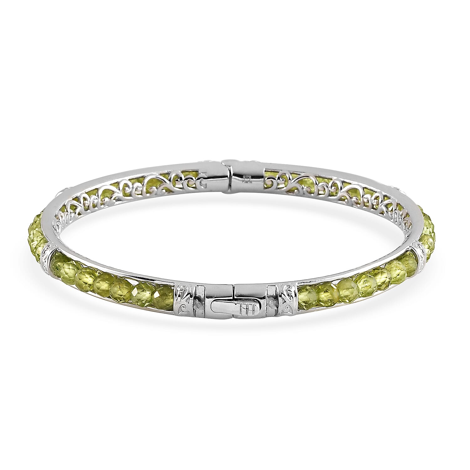 Hebei Peridot 22.65 ctw Bangle Bracelet in Platinum Bond (7.25 In)