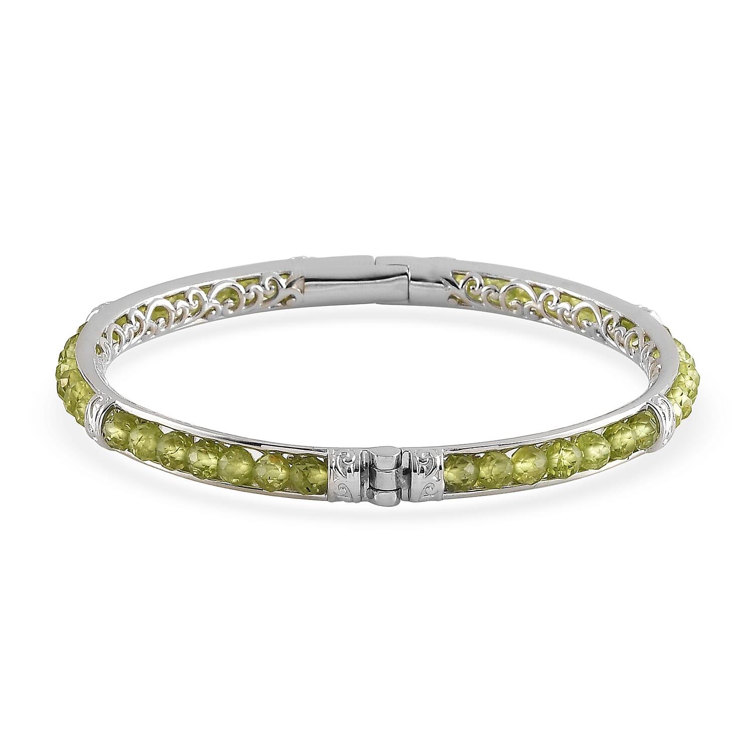 Hebei Peridot 22.65 ctw Bangle Bracelet in Platinum Bond (7.25 In)