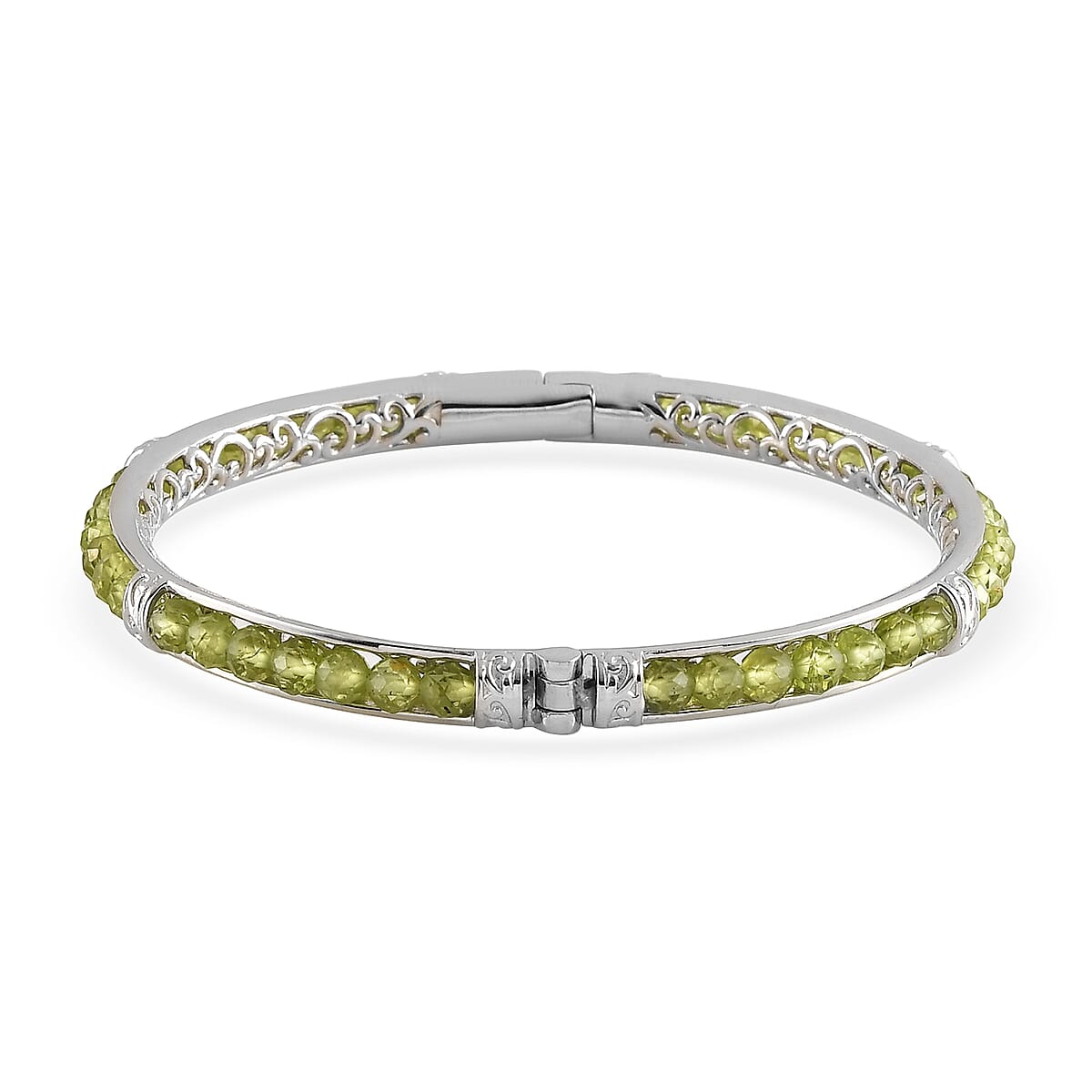 Hebei Peridot 22.65 ctw Bangle Bracelet in Platinum Bond (7.25 In)  image number 4