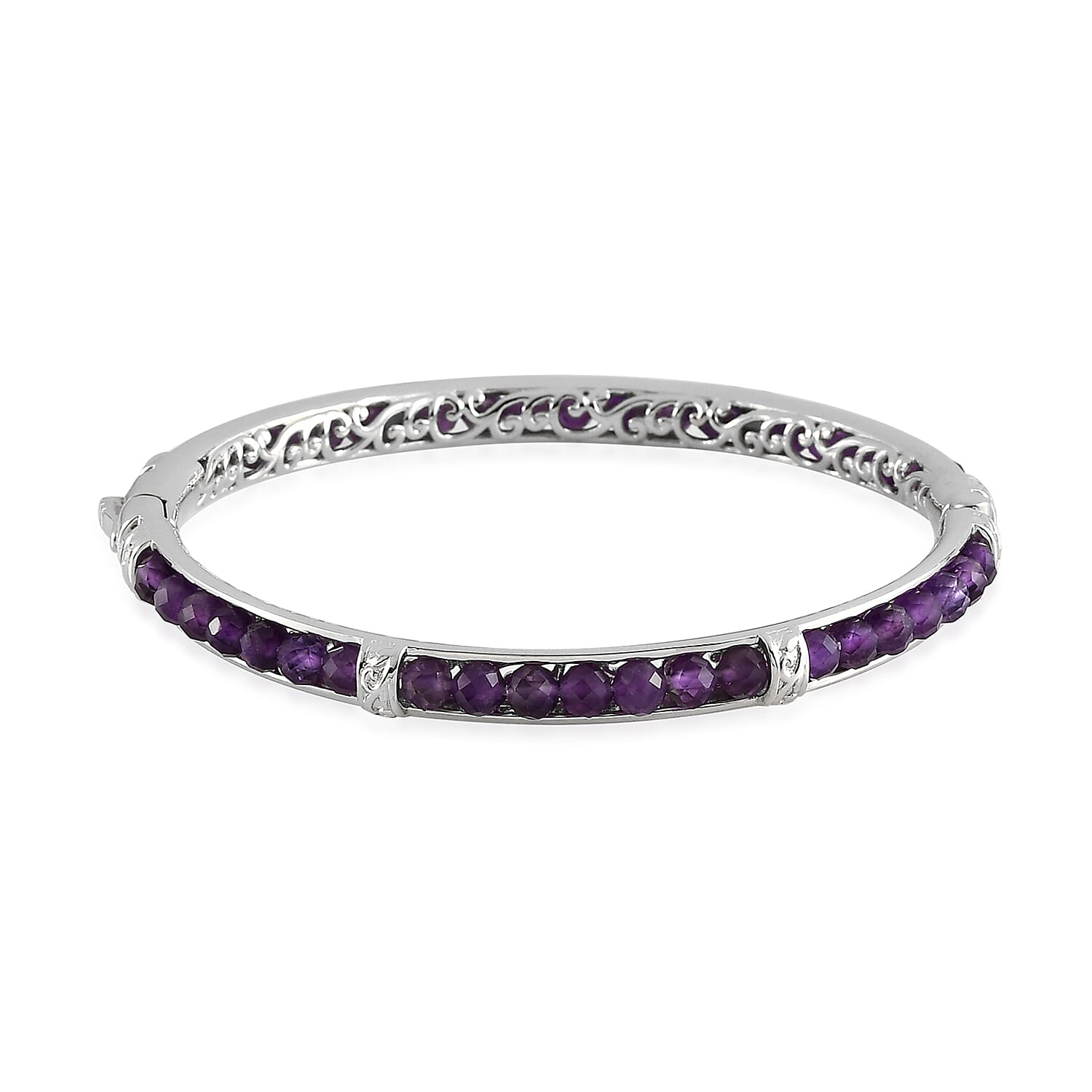 African Amethyst 15.00 ctw Bangle Bracelet in Platinum Bond (7.25 In)