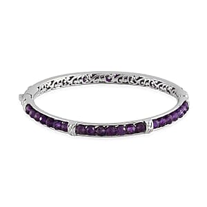 African Amethyst 15.00 ctw Bangle Bracelet in Platinum Bond (7.25 In)