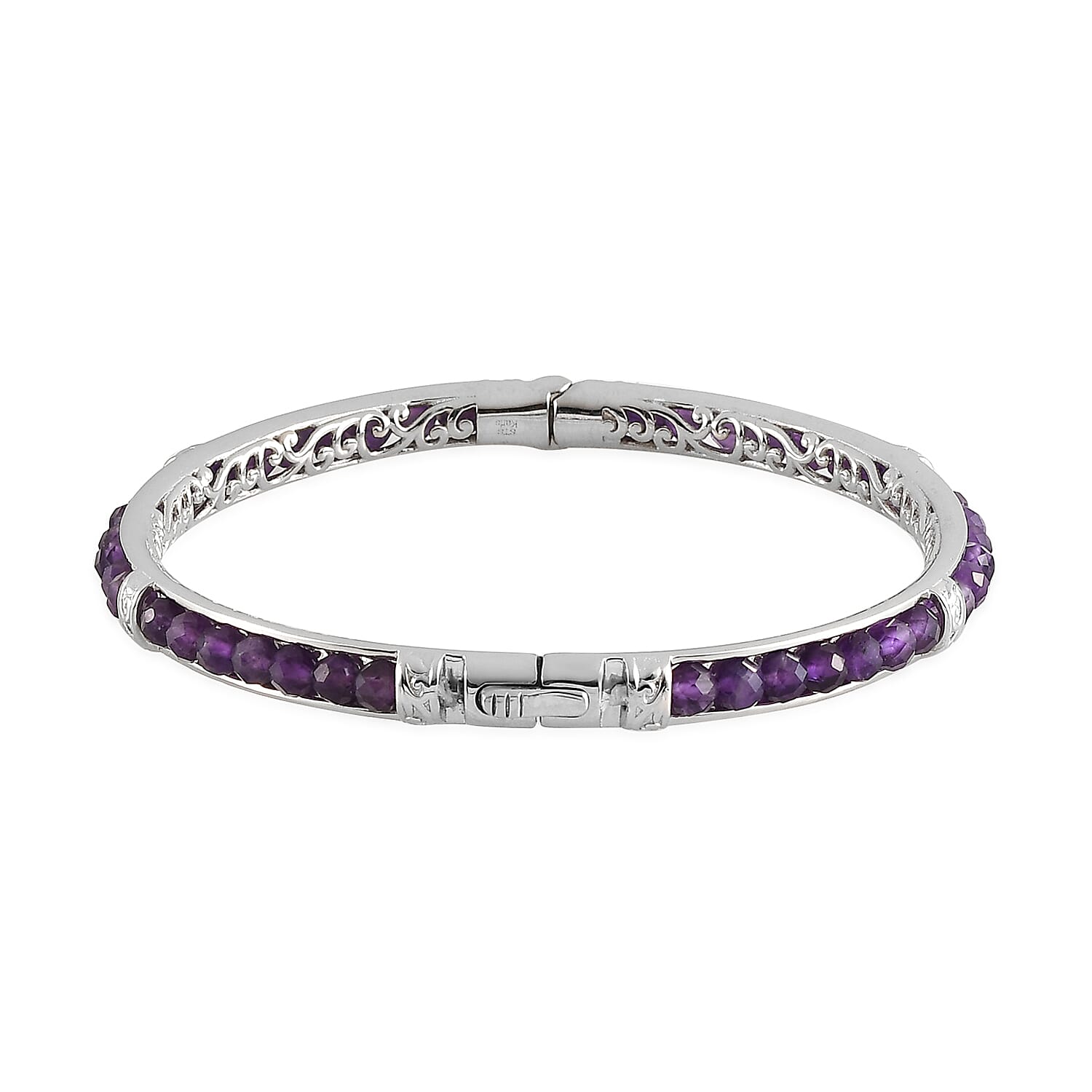 African Amethyst 15.00 ctw Bangle Bracelet in Platinum Bond (7.25 In)