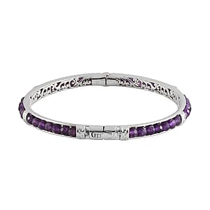 African Amethyst 15.00 ctw Bangle Bracelet in Platinum Bond (7.25 In)