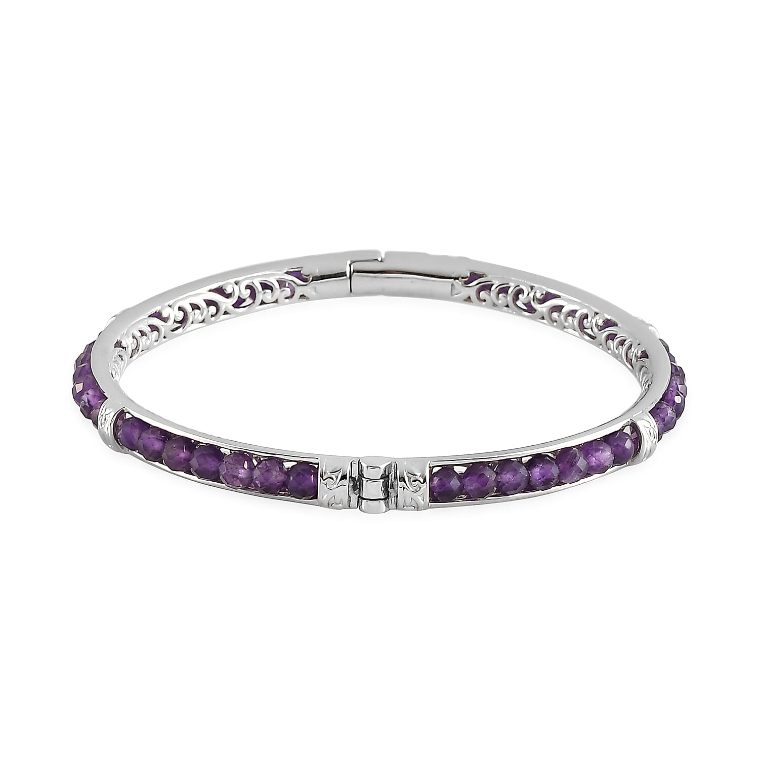 African Amethyst 15.00 ctw Bangle Bracelet in Platinum Bond (7.25 In)