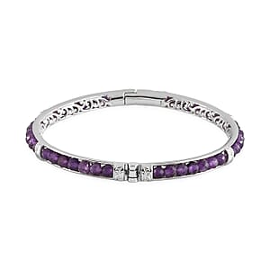 African Amethyst 15.00 ctw Bangle Bracelet in Platinum Bond (7.25 In)