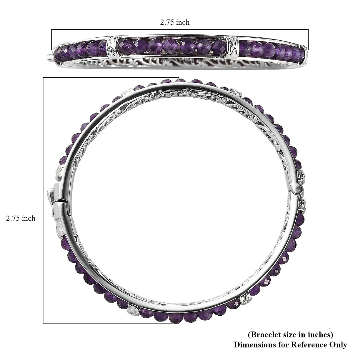 African Amethyst 15.00 ctw Bangle Bracelet in Platinum Bond (7.25 In) image number 4