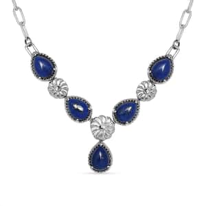 Karis Lapis Lazuli Necklace 18 Inches in Platinum Bond and Stainless Steel 7.50 ctw
