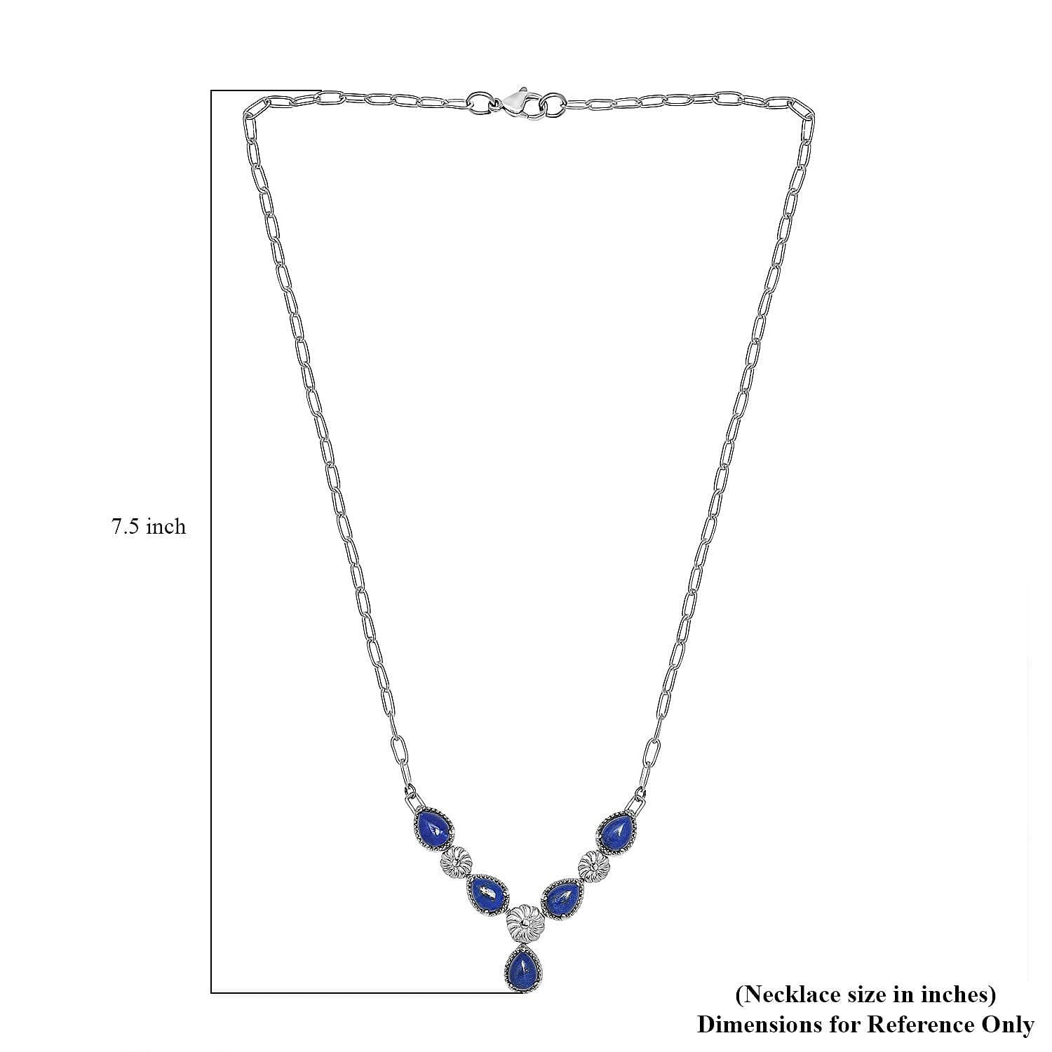 Karis Lapis Lazuli Necklace 18 Inches in Platinum Bond and Stainless Steel 7.50 ctw