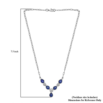 Karis Lapis Lazuli Necklace 18 Inches in Platinum Bond and Stainless Steel 7.50 ctw