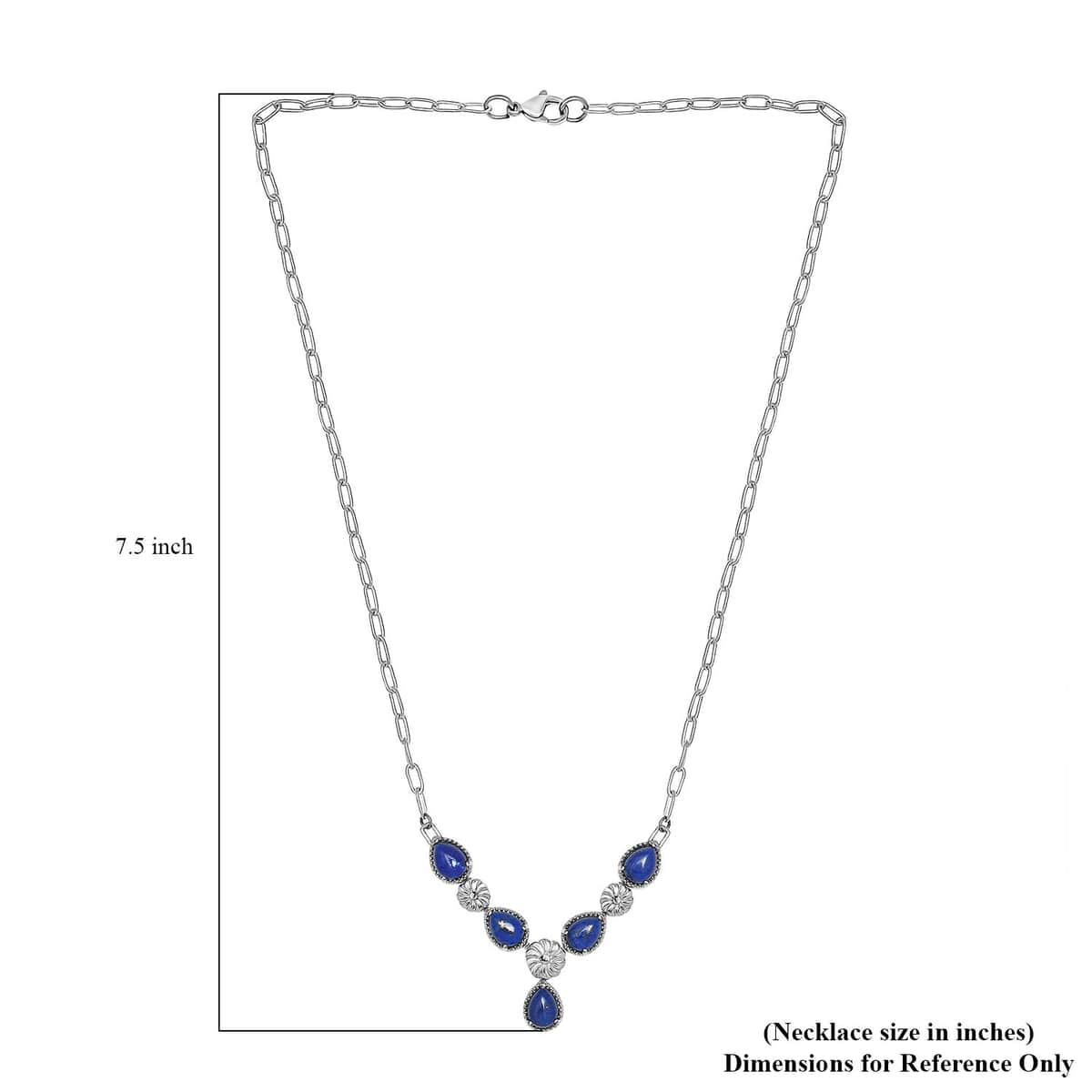 Karis Lapis Lazuli Necklace 18 Inches in Platinum Bond and Stainless Steel 7.50 ctw image number 5