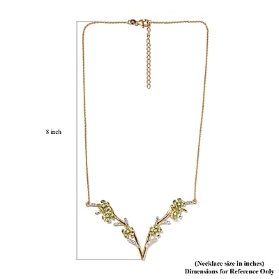 GP Italian Garden Collection Peridot and Multi Gemstone Flower Necklace 18 Inches in Vermeil Yellow Gold Over Sterling Silver 7.35 ctw