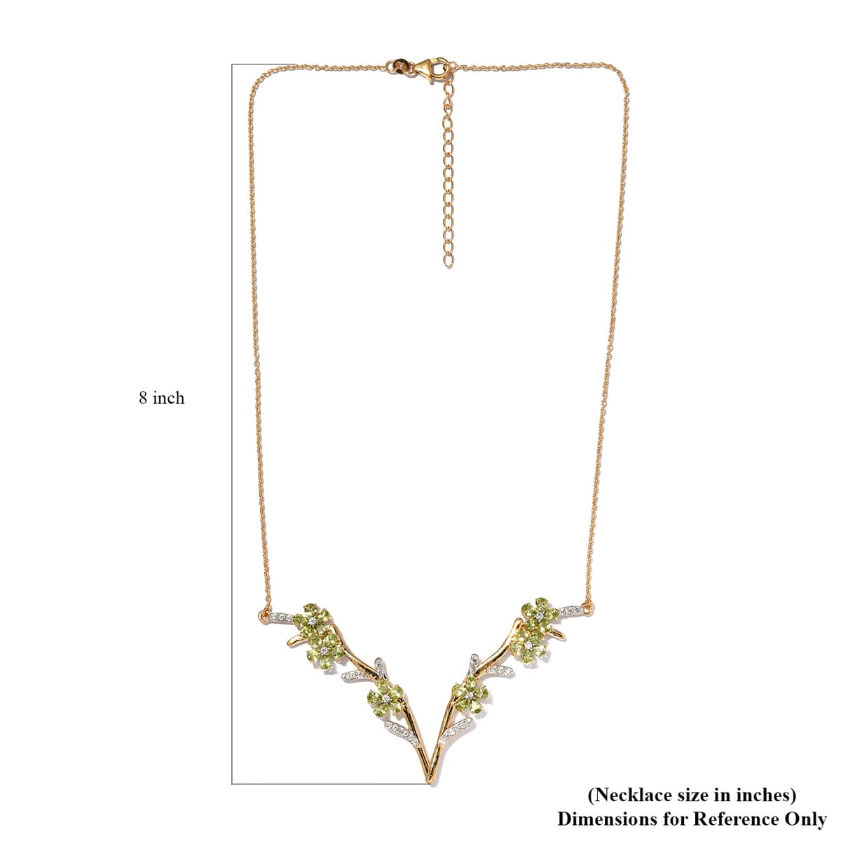 GP Italian Garden Collection Peridot and Multi Gemstone Flower Necklace 18 Inches in Vermeil Yellow Gold Over Sterling Silver 7.35 ctw image number 4
