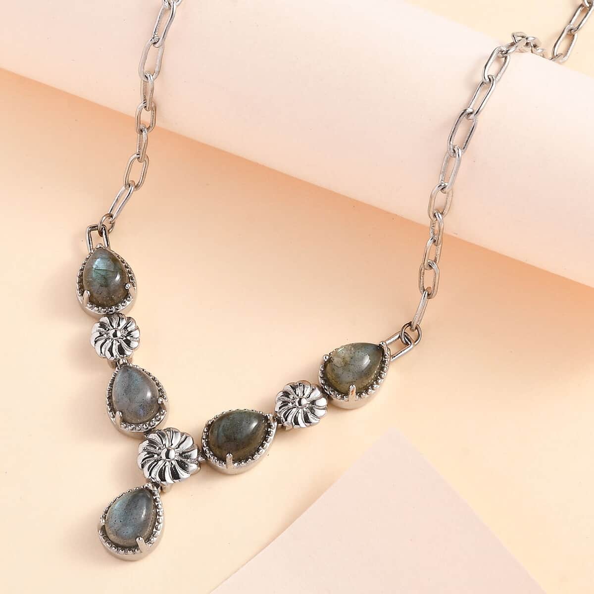 Karis Malagasy Labradorite Necklace 18 Inches in Platinum Bond and Stainless Steel 6.40 ctw image number 1
