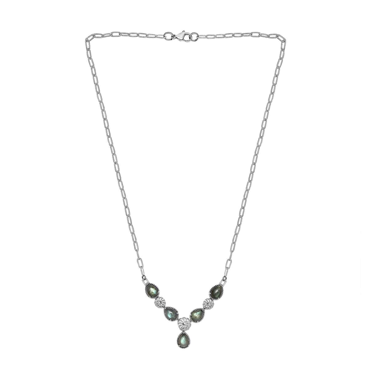 Karis Malagasy Labradorite Necklace 18 Inches in Platinum Bond and Stainless Steel 6.40 ctw image number 3