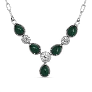 Karis African Malachite 8.25 ctw Necklace in Platinum Bond and Stainless Steel 18 Inches