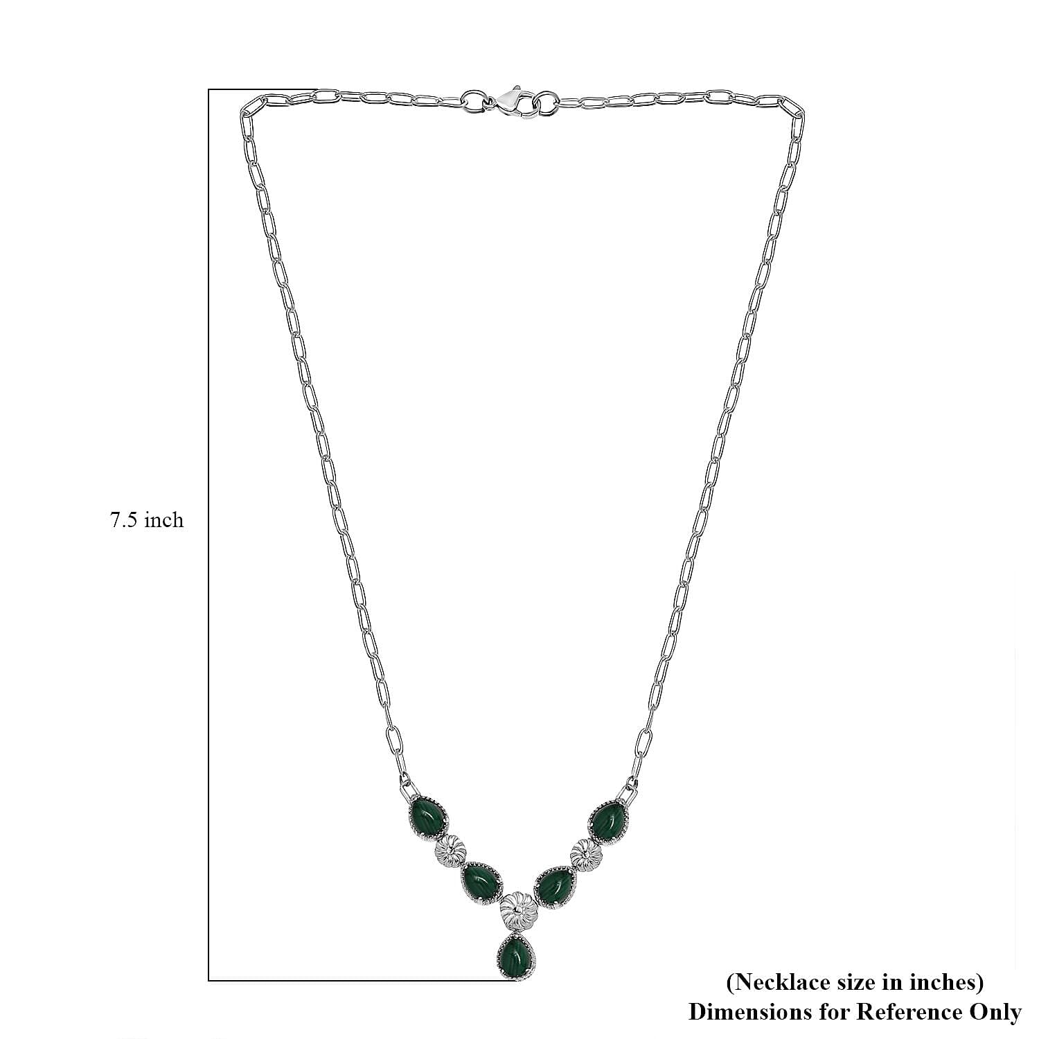 Karis African Malachite 8.25 ctw Necklace in Platinum Bond and Stainless Steel 18 Inches