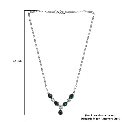 Karis African Malachite 8.25 ctw Necklace in Platinum Bond and Stainless Steel 18 Inches