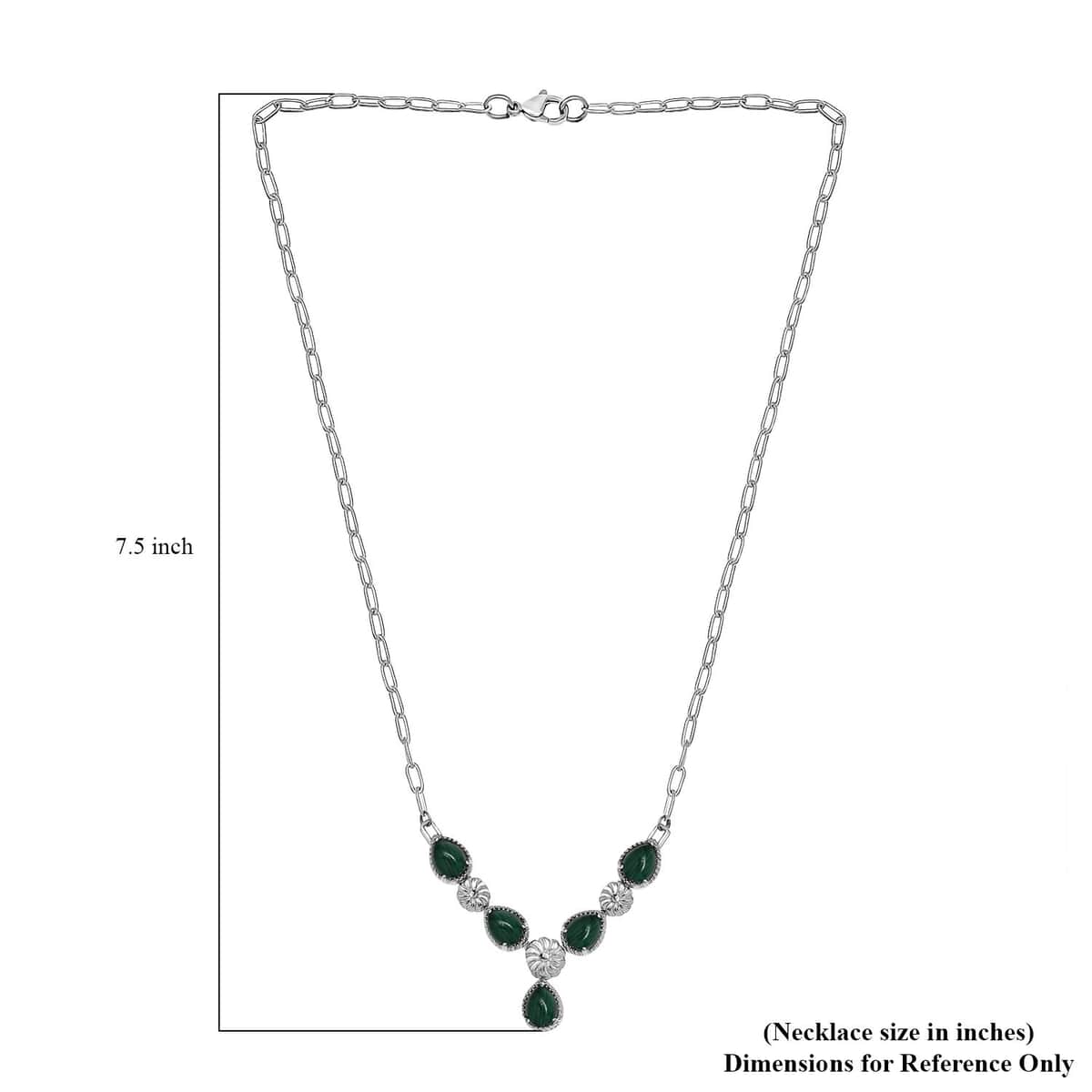 Karis African Malachite Necklace 18 Inches in Platinum Bond and Stainless Steel 8.25 ctw image number 5