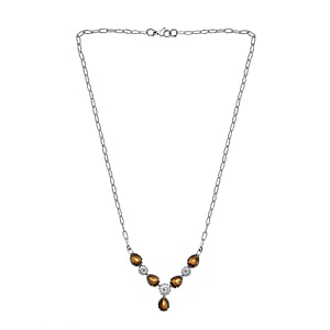 Karis Tiger's Eye Necklace 18 Inches in Platinum Bond and Stainless Steel 6.65 ctw