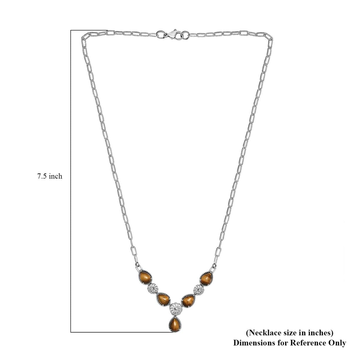 Karis Tiger's Eye Necklace 18 Inches in Platinum Bond and Stainless Steel 6.65 ctw image number 5