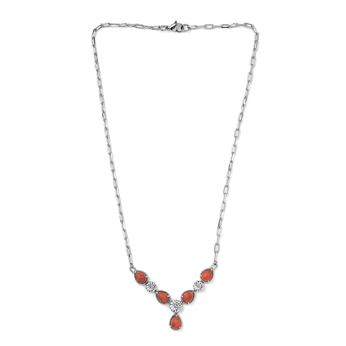 Karis Mojave Orange Turquoise Necklace 18 Inches in Platinum Bond and Stainless Steel 6.00 ctw image number 3