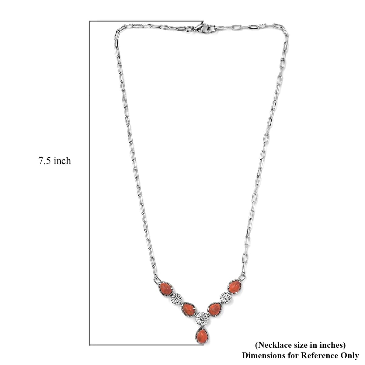 Karis Mojave Orange Turquoise Necklace 18 Inches in Platinum Bond and Stainless Steel 6.00 ctw image number 5