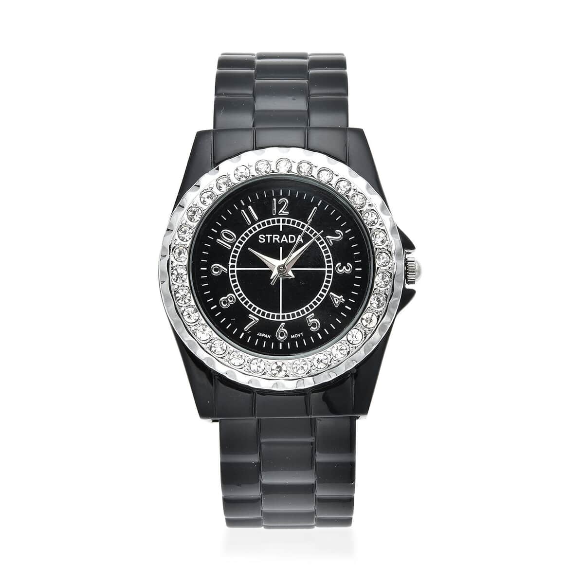 Strada Austrian Crystal Japanese Movement Watch in Black (up to 6.50 Inch) (30.50 mm) image number 0