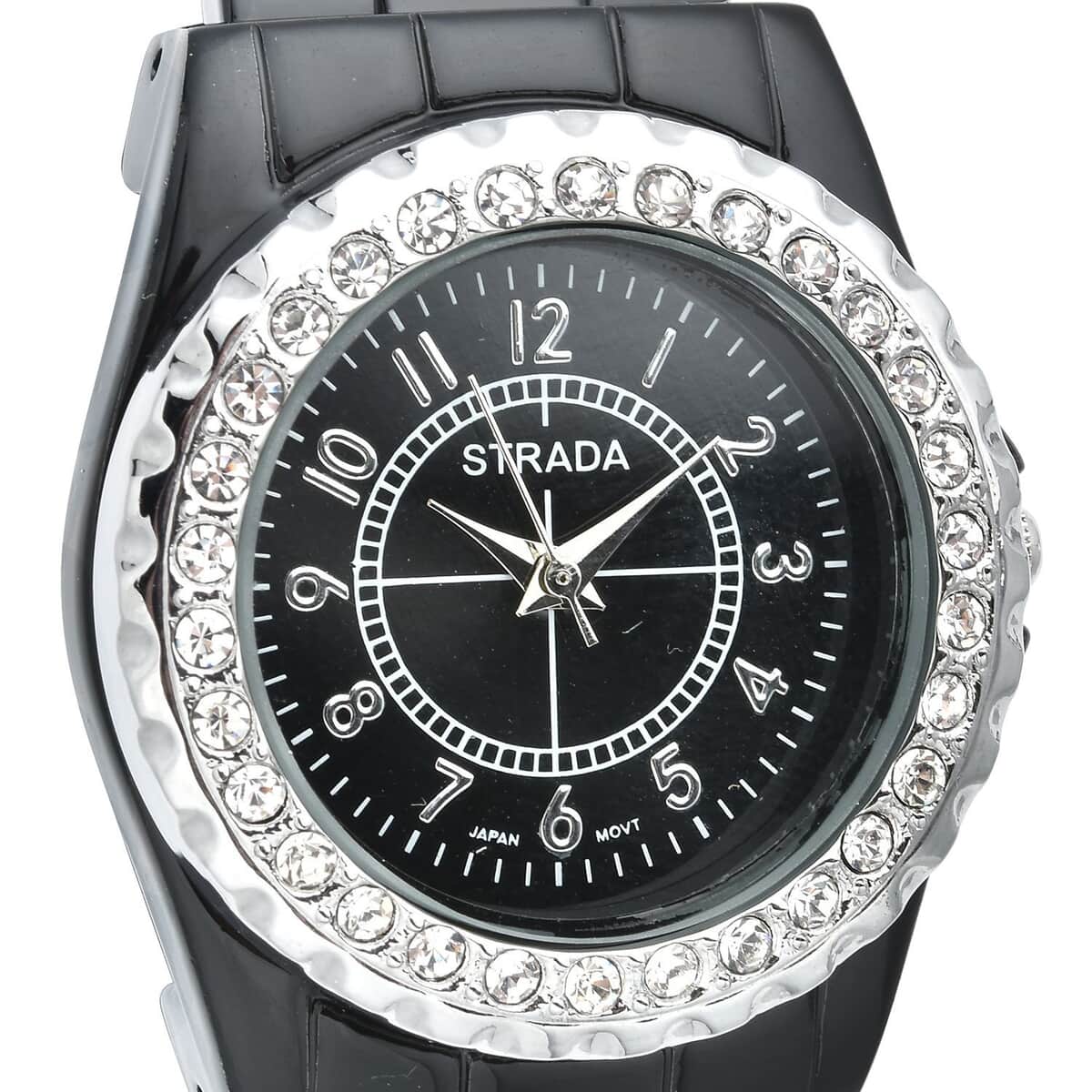 STRADA Austrian Crystal Japanese Movement Watch in Black (6.50 Inch) (30.50 mm) image number 3