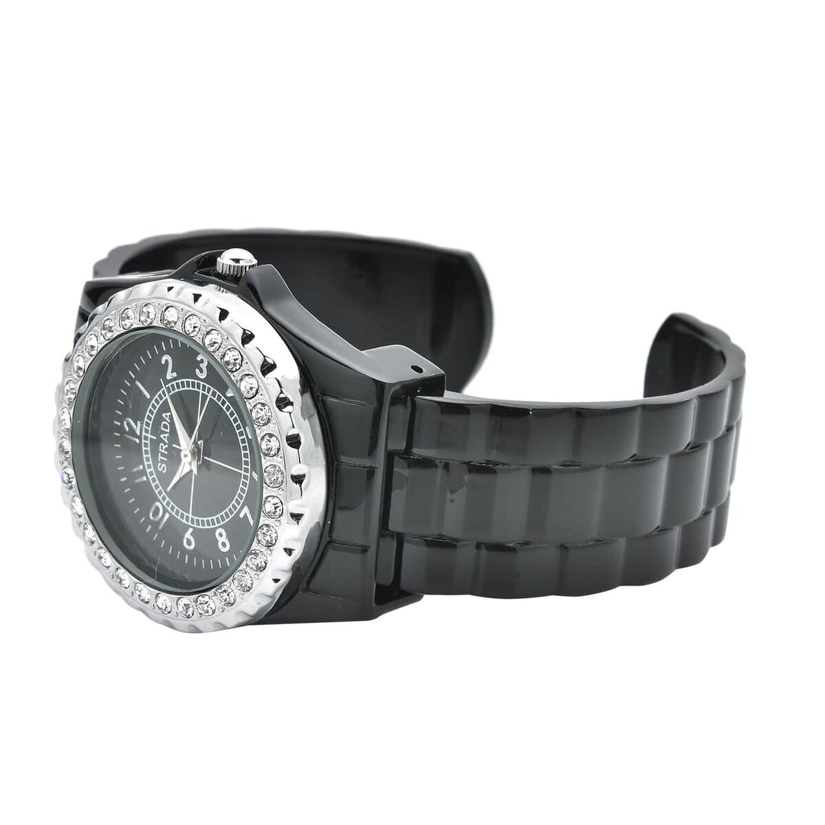 Strada Austrian Crystal Japanese Movement Watch in Black (up to 6.50 Inch) (30.50 mm) image number 4