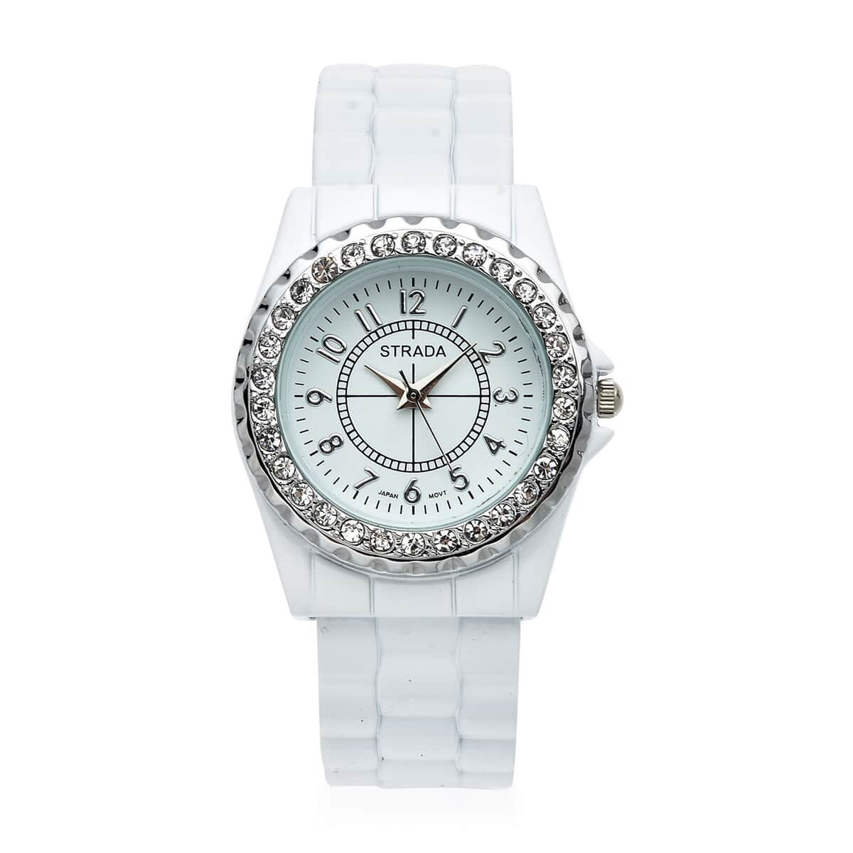 Strada Austrian Crystal Japanese Movement Watch in White (up to 6.50 Inch) (30.50 mm) image number 0