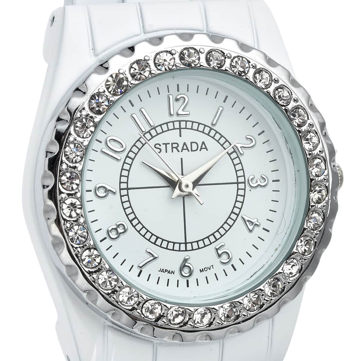 Strada Austrian Crystal Japanese Movement Watch in White (up to 6.50 Inch) (30.50 mm) image number 3