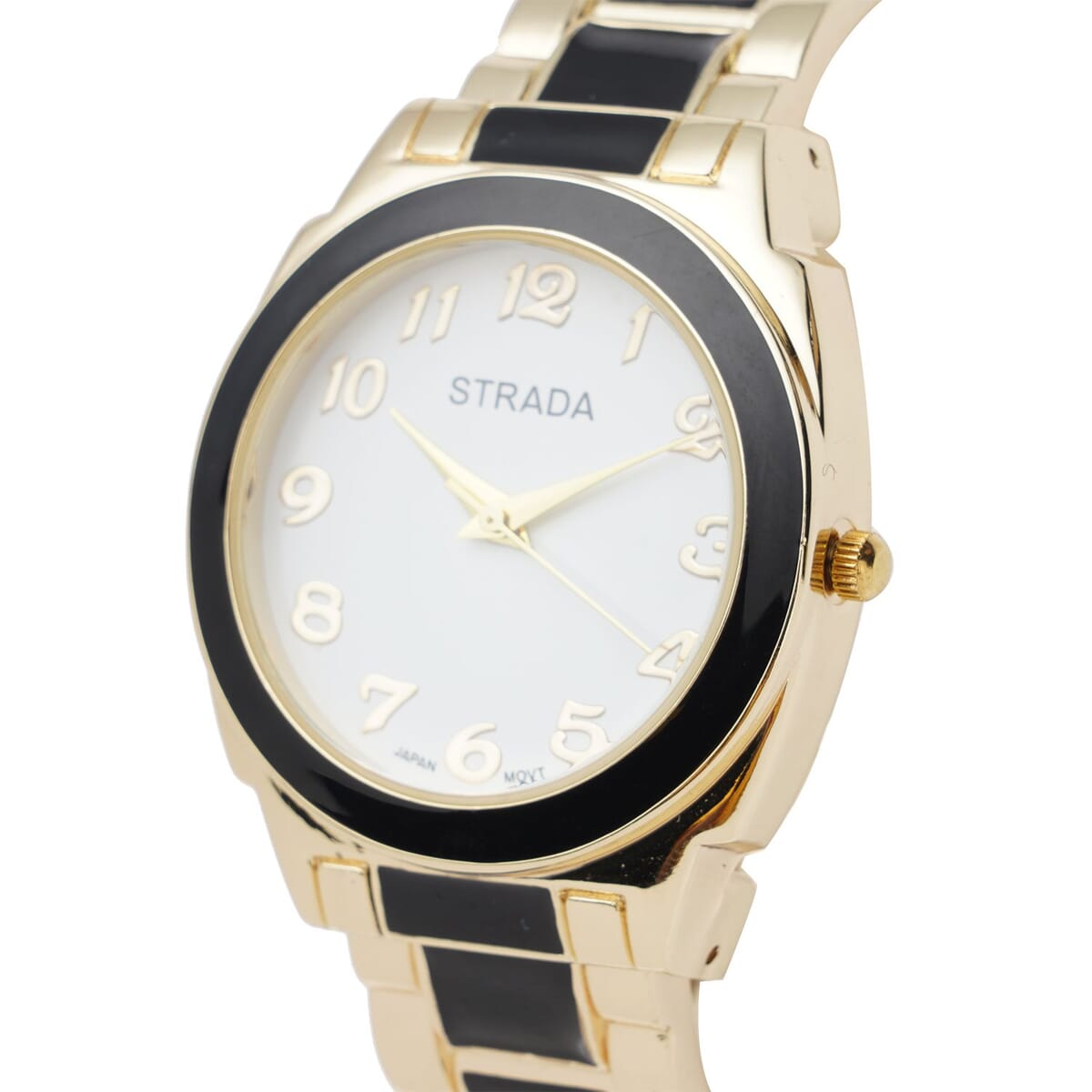 Strada Japanese Movement Watch with Black Enameled Stainless Steel Strap (35.80 mm) (6.50-7.50 Inches) image number 3