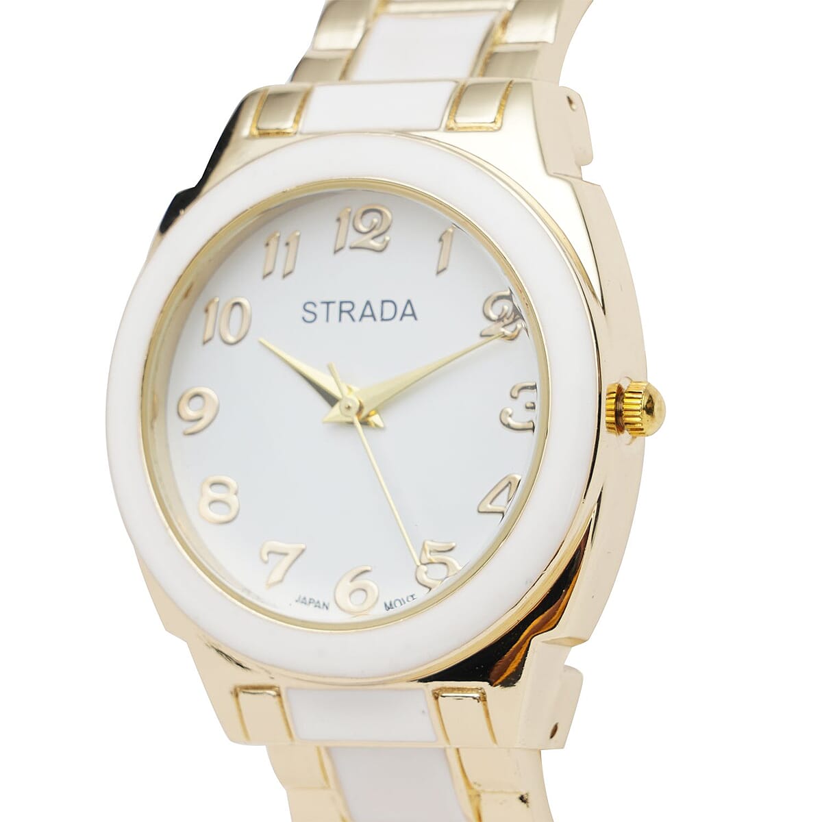 Strada Japanese Movement Watch with White Enameled Stainless Steel Strap (35.80 mm) (6.50-7.50 Inches) image number 3