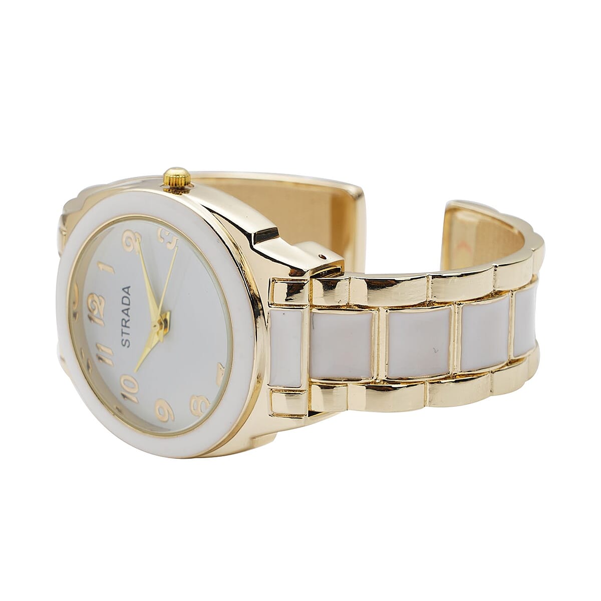 Strada Japanese Movement Watch with White Enameled Stainless Steel Strap (35.80 mm) (6.50-7.50 Inches) image number 4