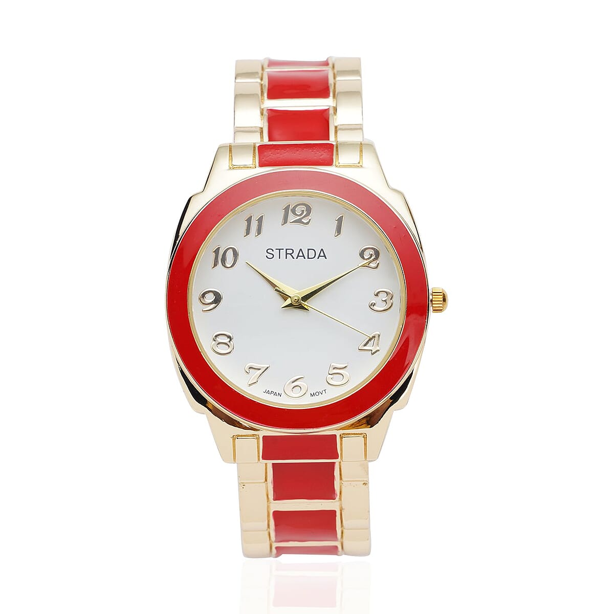 Strada Japanese Movement Watch with Red Enameled Stainless Steel Strap (35.80 mm) (6.50-7.50 Inches) image number 0
