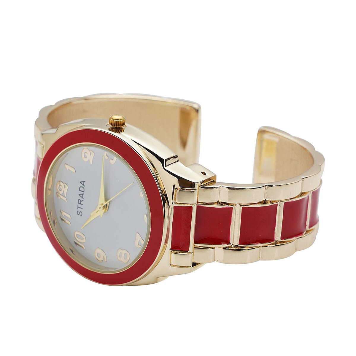 Strada Japanese Movement Watch with Red Enameled Stainless Steel Strap (35.80 mm) (6.50-7.50 Inches) image number 4