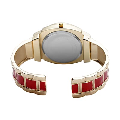 Strada Japanese Movement Watch with Red Enameled Stainless Steel Strap (35.80 mm) (6.50-7.50 Inches)