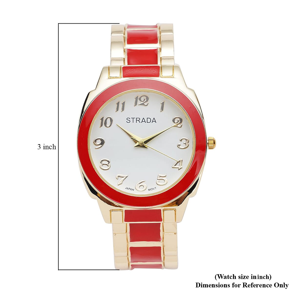 Strada Japanese Movement Watch with Red Enameled Stainless Steel Strap (35.80 mm) (6.50-7.50 Inches) image number 6