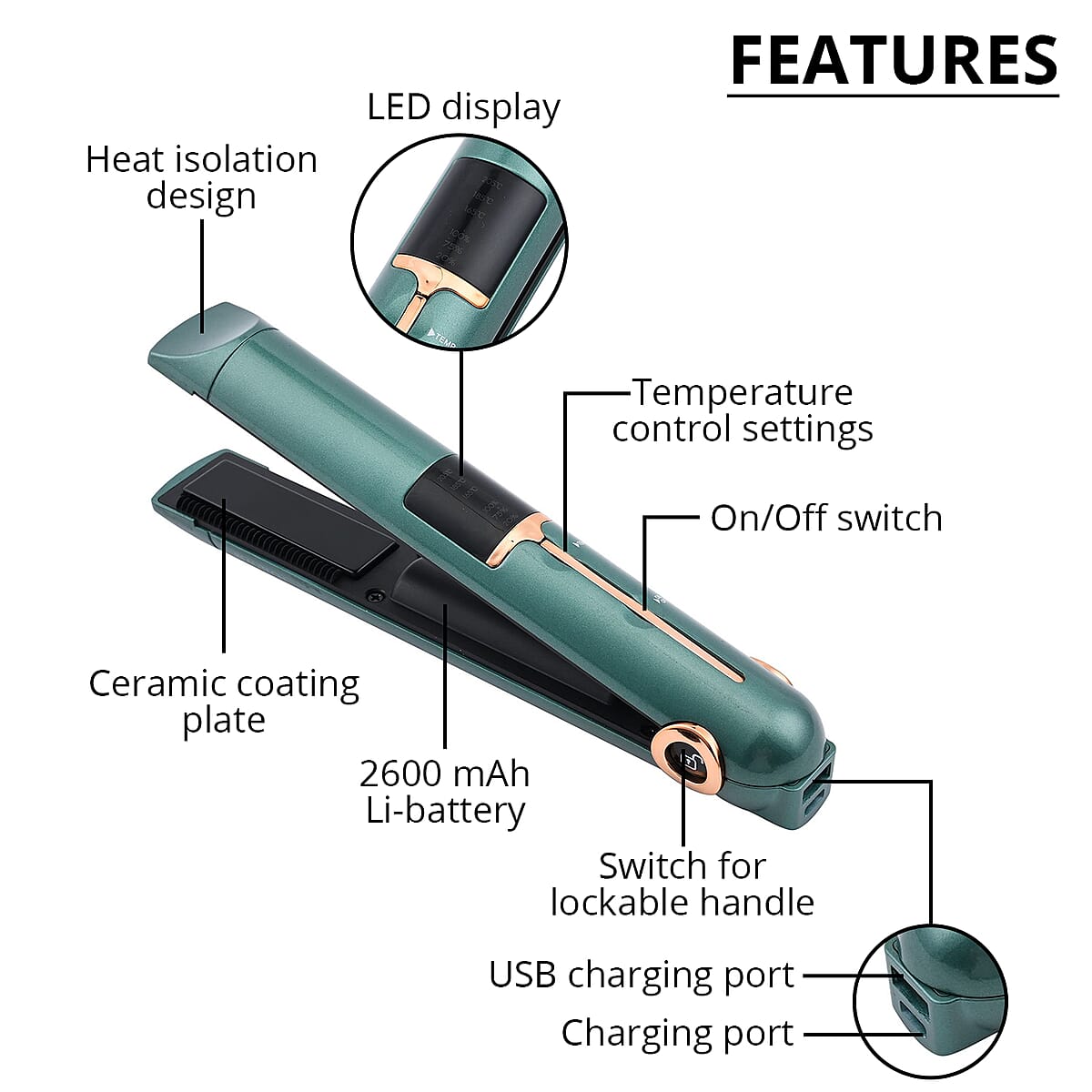 "1,Model:LC-621 2,Name:Wireless mini hair iron with rechargeable battery " image number 2
