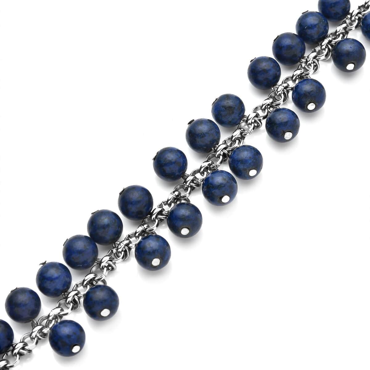 Lapis Lazuli 5-7mm Beaded Anklet in Silvertone (7.5-10.5 In) 53.50 ctw image number 3