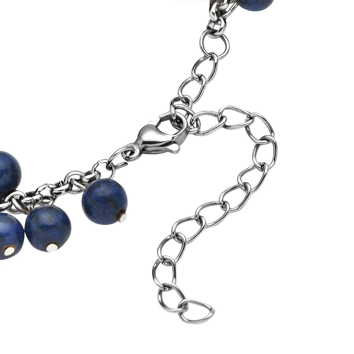 Lapis Lazuli 5-7mm Beaded Anklet in Silvertone (7.5-10.5 In) 53.50 ctw image number 4