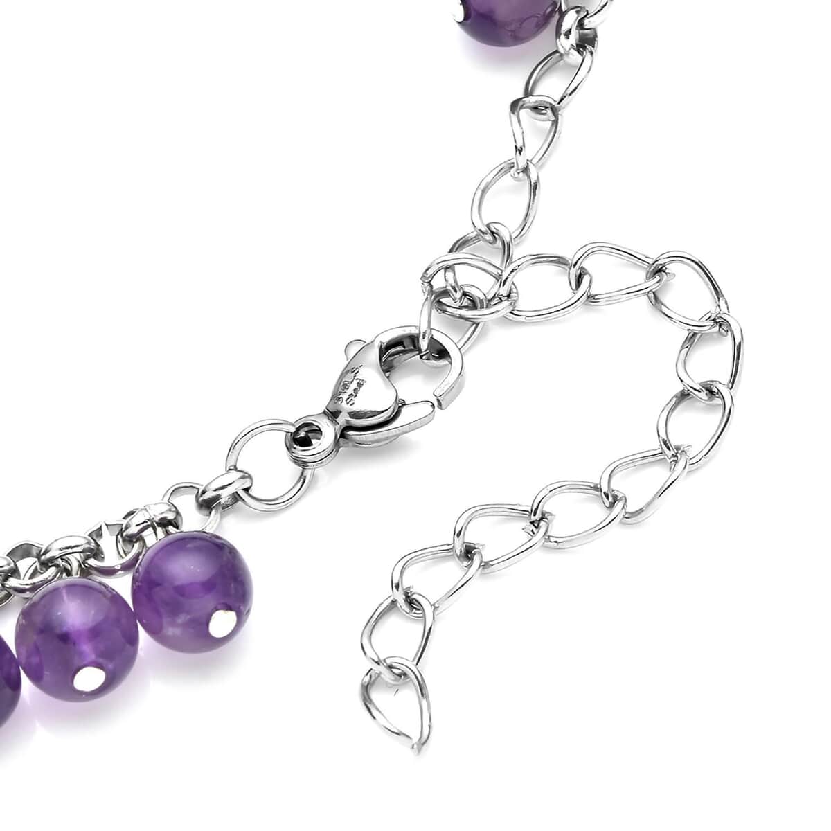 Amethyst 5-7mm Beaded Anklet in Silvertone (7.5-10.5 In) 53.50 ctw image number 4
