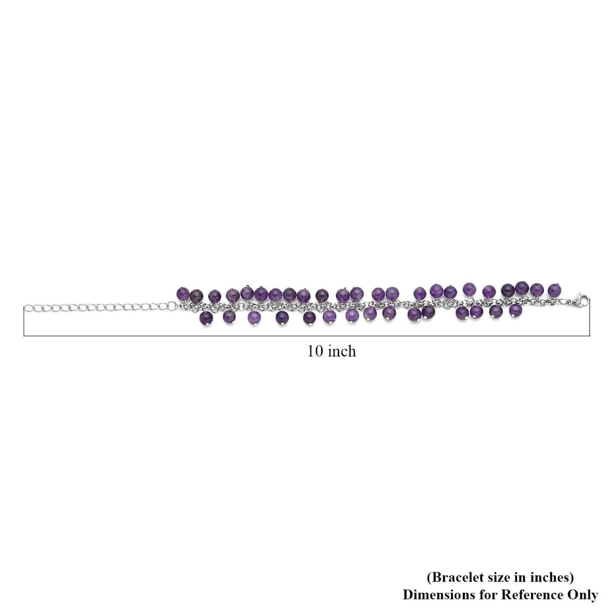 Amethyst 5-7mm Beaded Anklet in Silvertone (7.5-10.5 In) 53.50 ctw image number 5