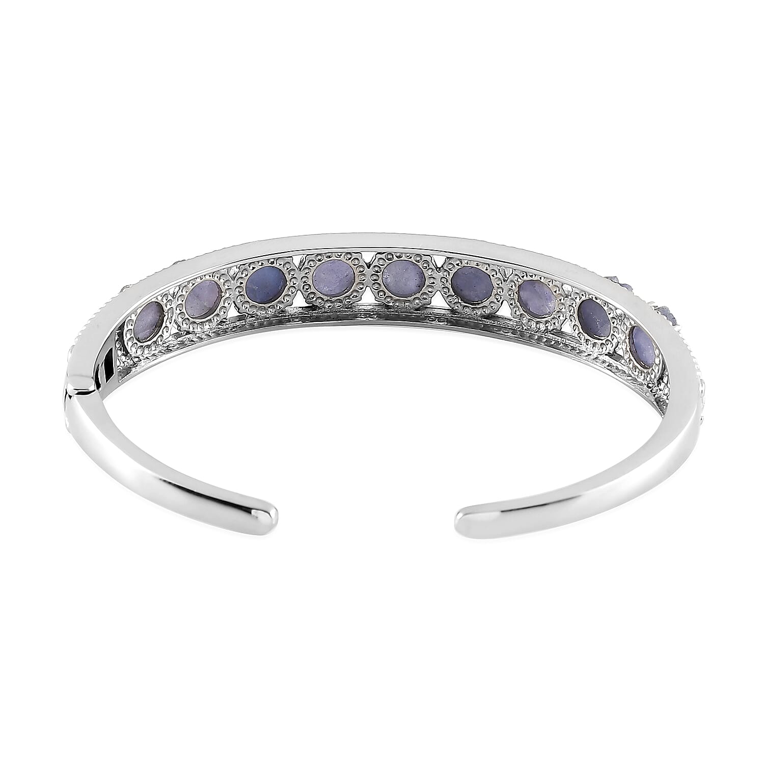 Tanzanite Cuff Bracelet in Stainless Steel (6.50 in) 26.85 ctw