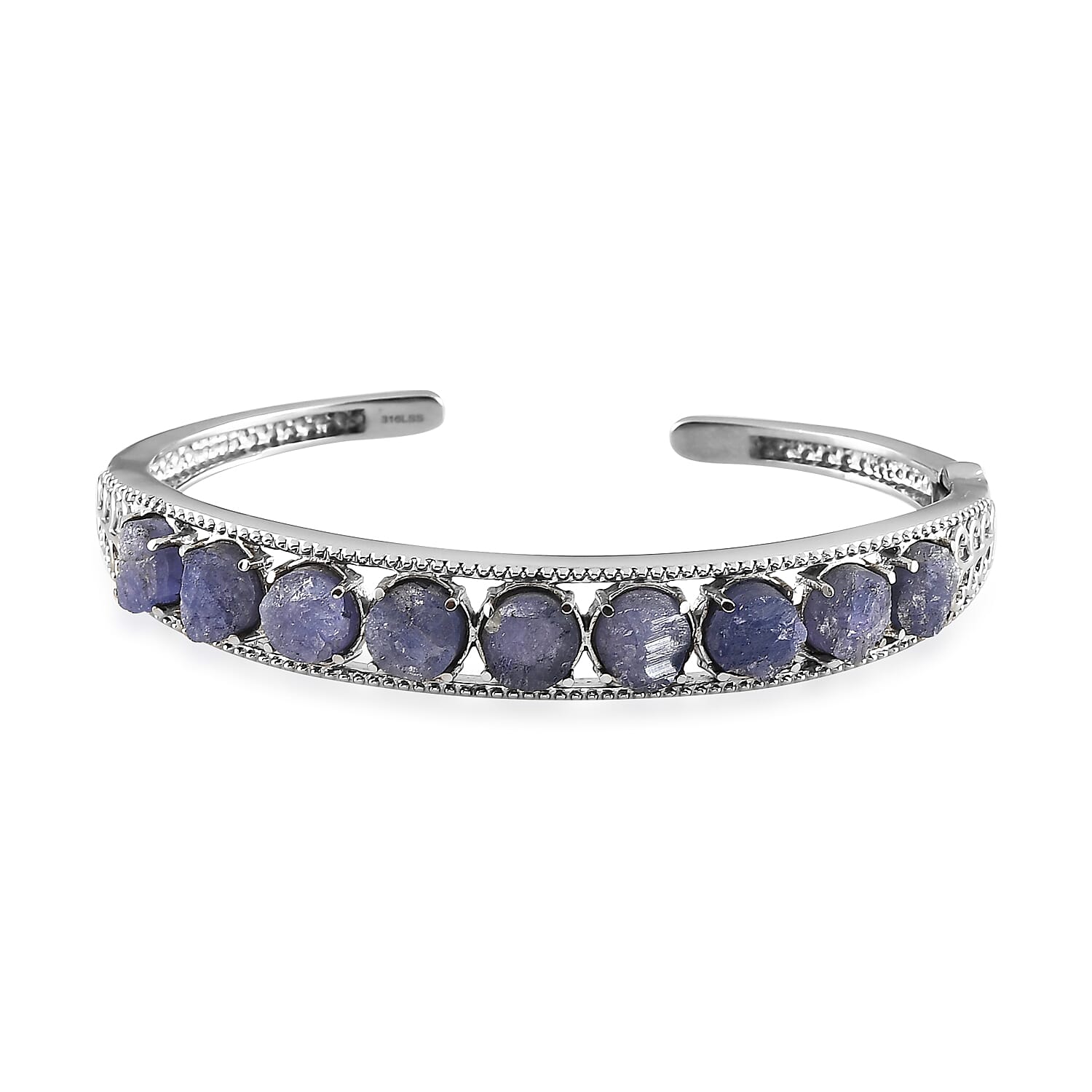 Tanzanite Cuff Bracelet in Stainless Steel (8.00 in) 26.85 ctw