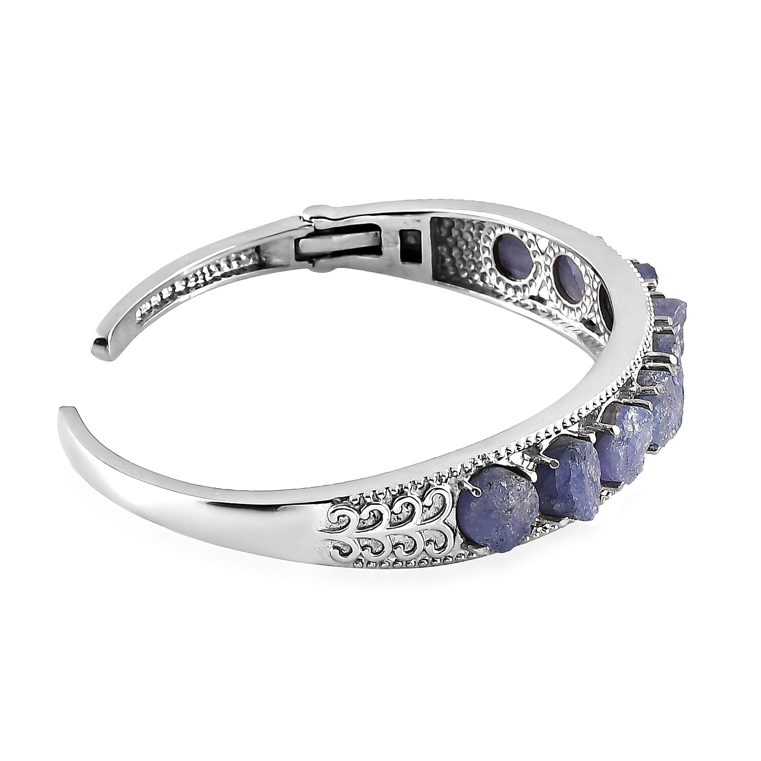 Tanzanite Cuff Bracelet in Stainless Steel (8.00 in) 26.85 ctw