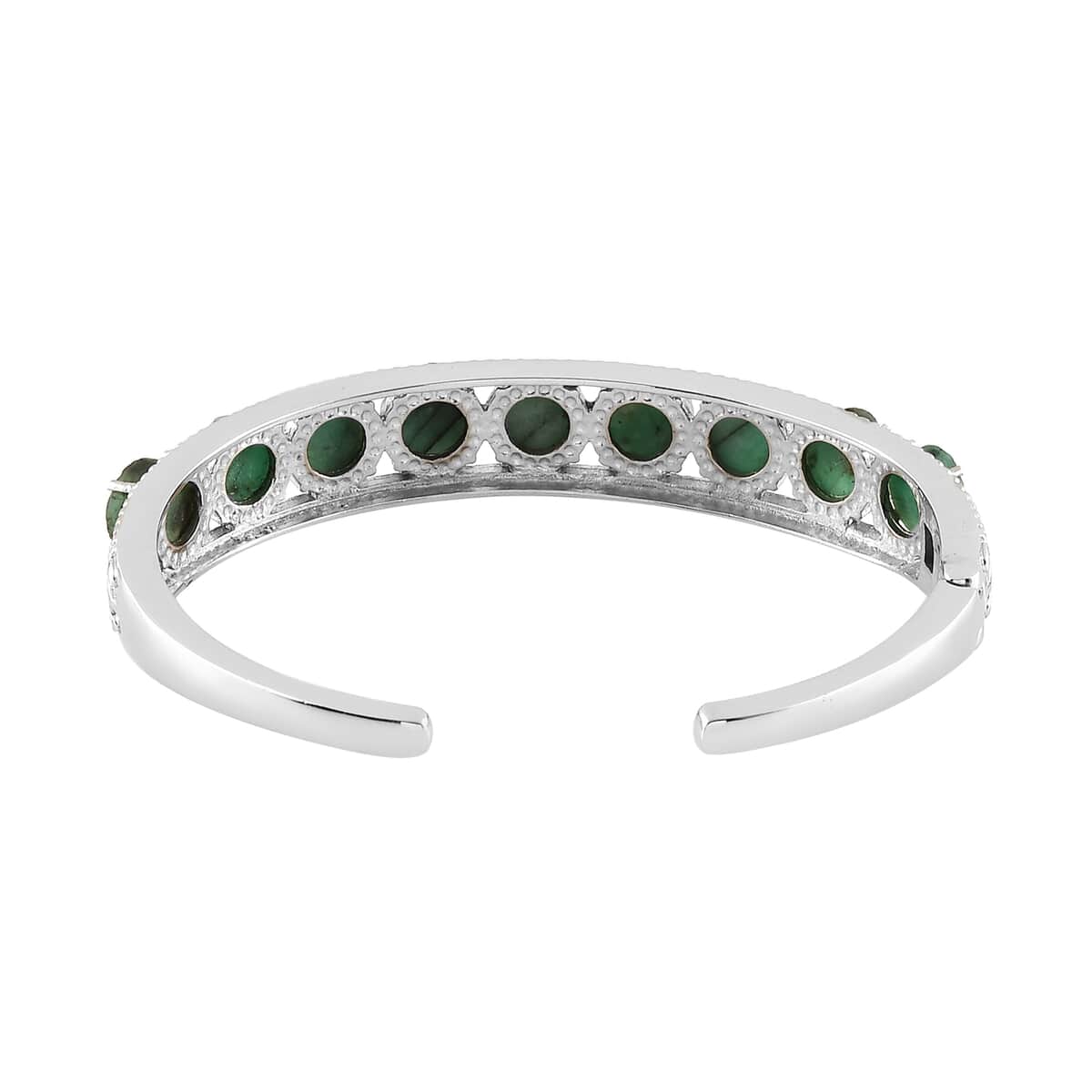 Kagem Zambian Emerald Cuff Bracelet in Stainless Steel (7.25 in) 21.00 ctw image number 4