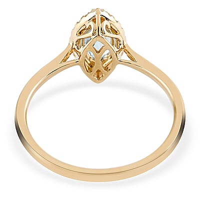 Certified & Appraised Iliana 18K Yellow Gold AAA Santa Maria Aquamarine and G-H SI Diamond Halo Ring (Size 10.0) 1.10 ctw