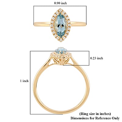 Certified & Appraised Iliana 18K Yellow Gold AAA Santa Maria Aquamarine and G-H SI Diamond Halo Ring (Size 10.0) 1.10 ctw