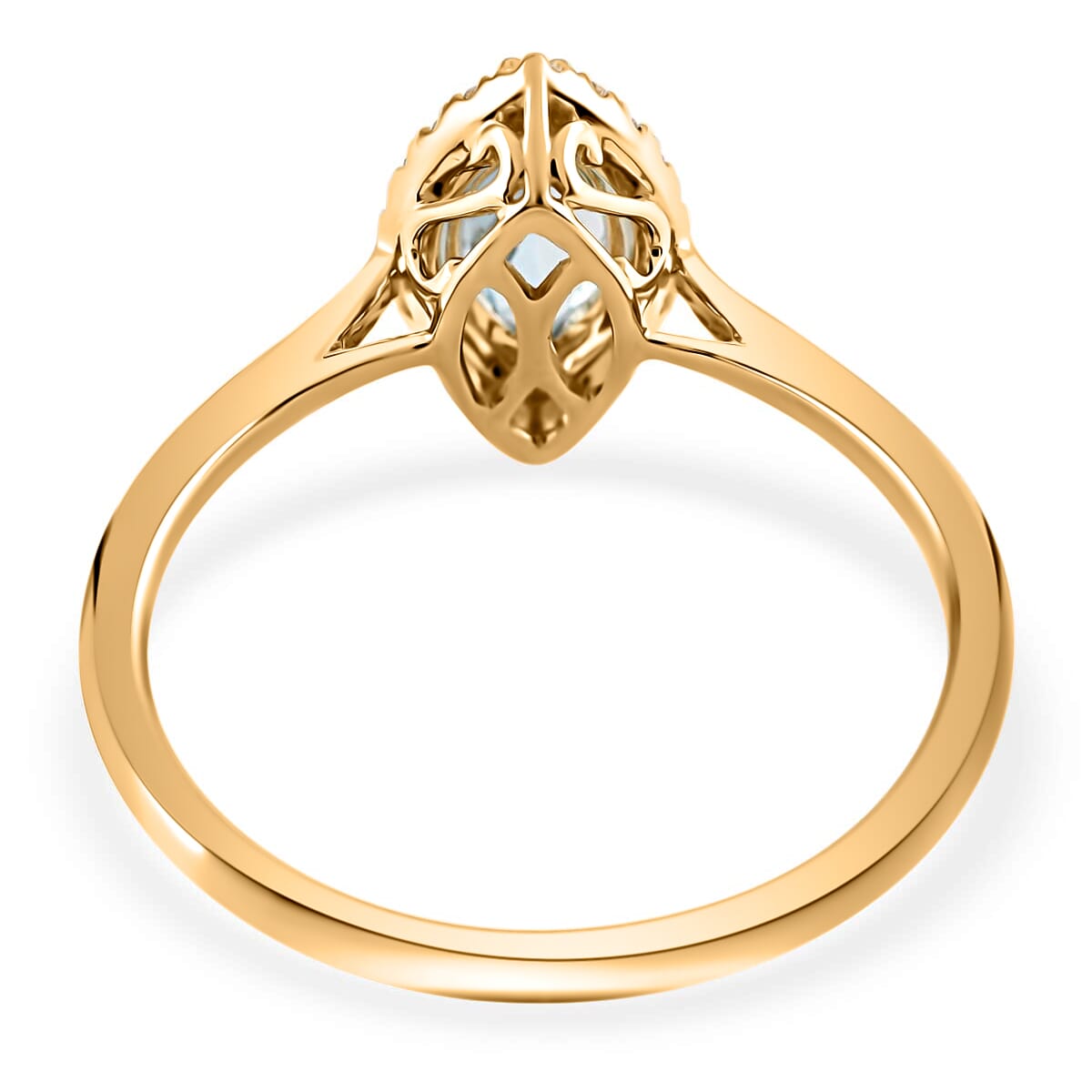 Certified & Appraised Iliana AAA Santa Maria Aquamarine and G-H SI Diamond 1.10 ctw Halo Ring in 18K Yellow Gold (Size 8.0) image number 4